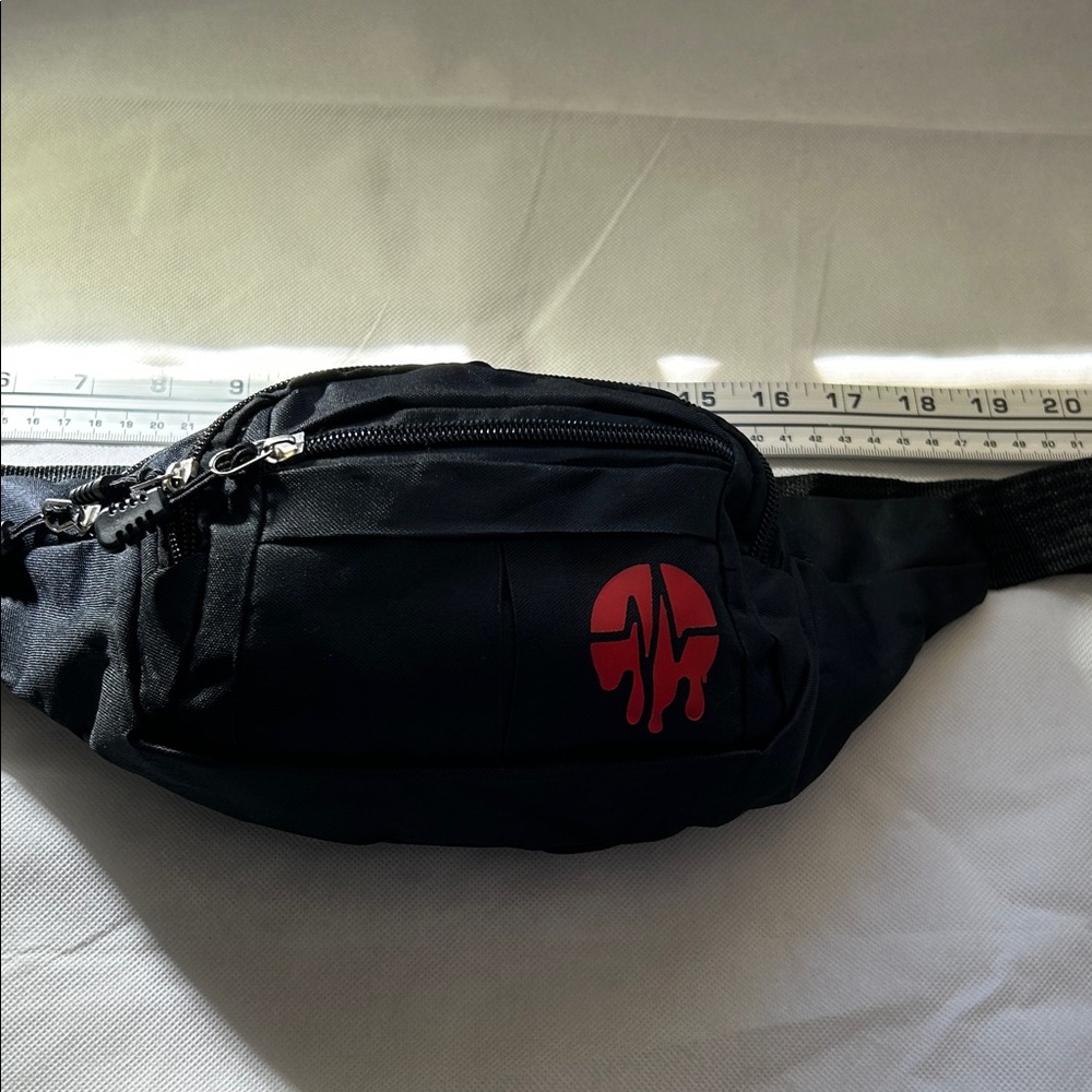 Black and Red Men's/Womens Waist Bag Fanny pack with four zippered pockets